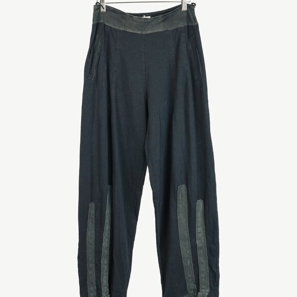 Ivan Grundahl Black-Jersey Suede-Trim Wide Tapered-Leg Pants